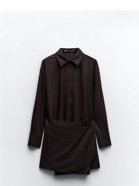 Zara Brown Pinstripe Mini Dress